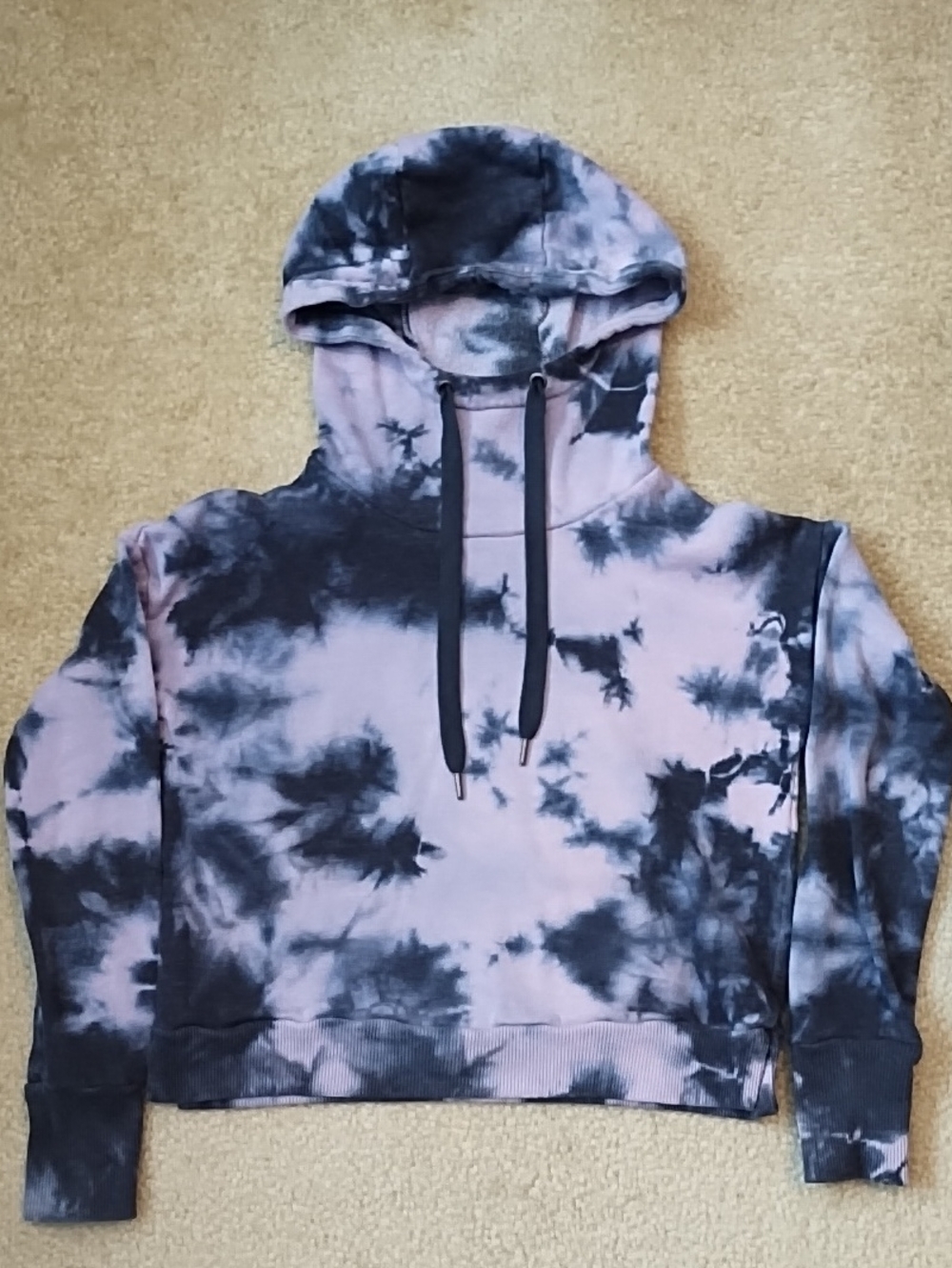 90 Degree By Reflex Purple/Black Tie Dye Hoodie Womens Size XS Cropped Oversized